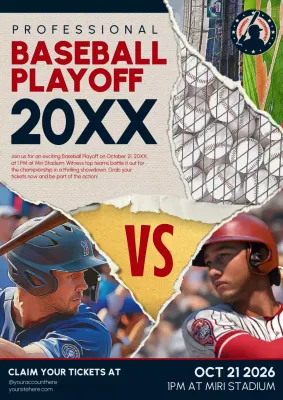 Red Bold Baseball Promotion Poster