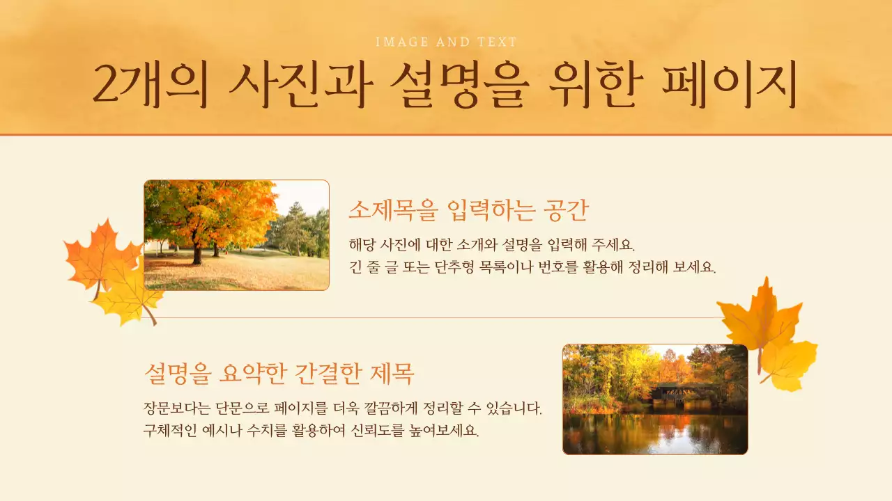 주황색과 갈색의 클래식한 가을 배경 발표자료