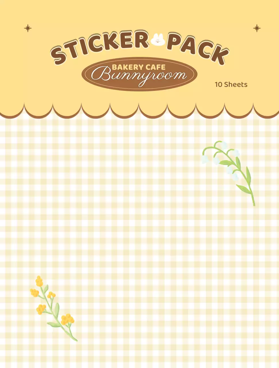 귀여운 색연필화 일러스트 베이커리의 스티커팩 배경지