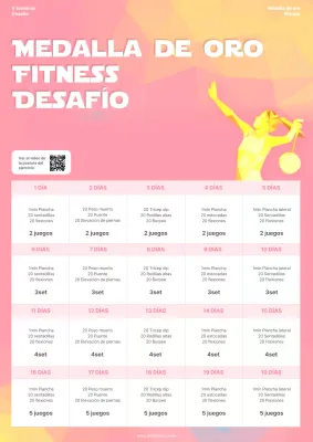 Planificador de ejercicios moderno en rosa y amarillo