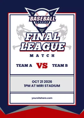 Navy Classic Baseball Announcement Poster