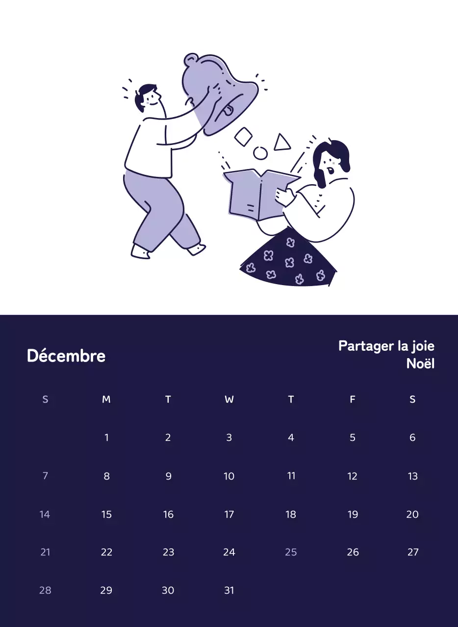 Calendriers avec illustrations colorées et émotionnelles