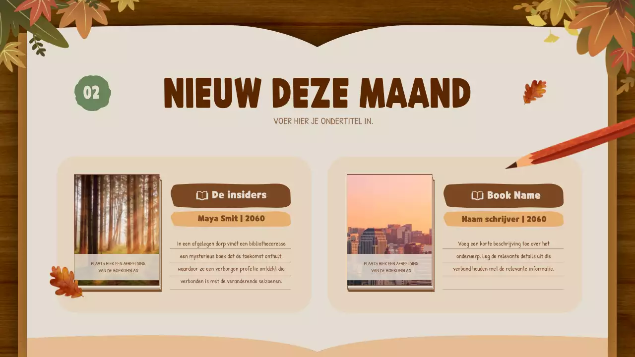 Bruin en beige Natuurlijk herfstboek Uitgeverij Boekaanbevelingen