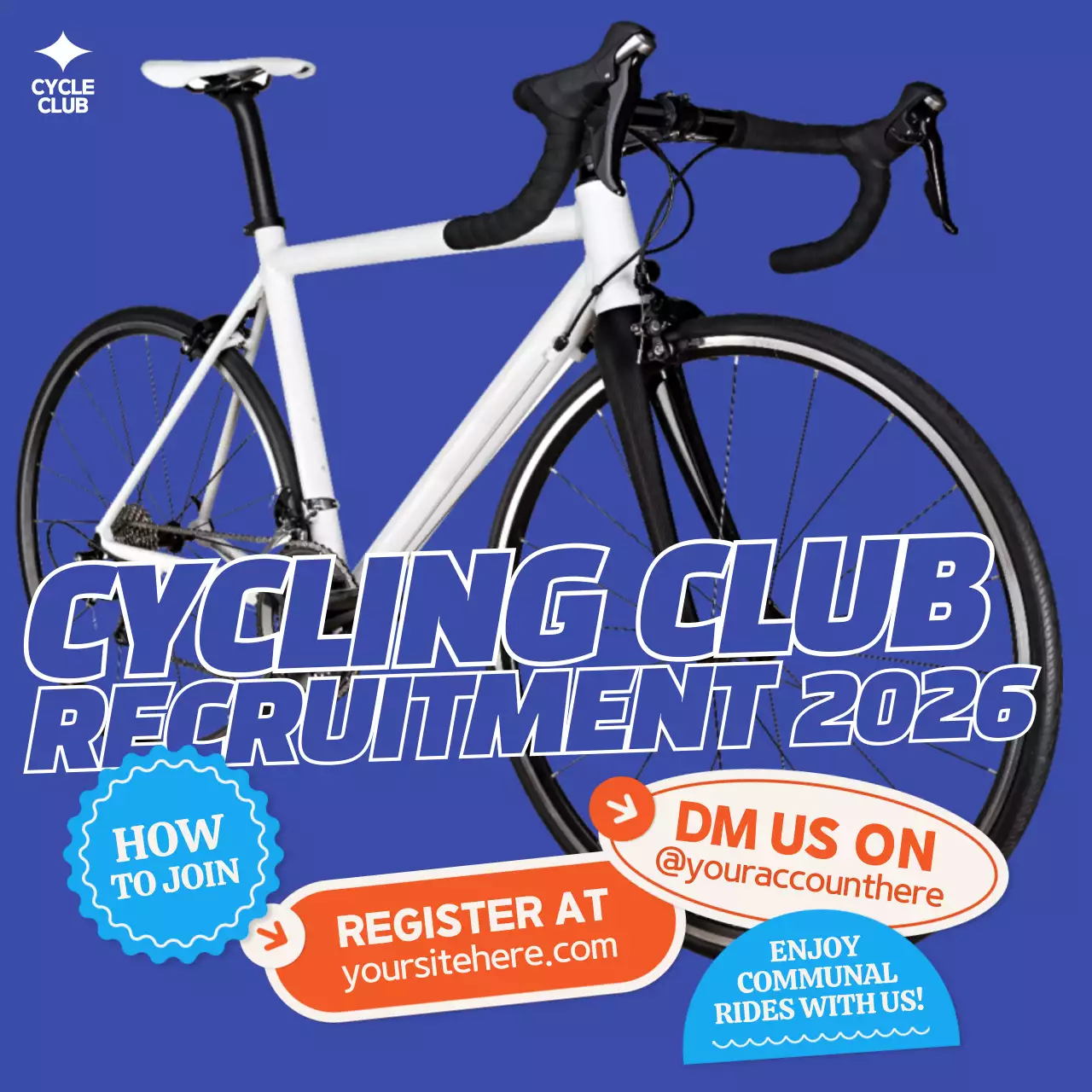 Blue Modern Cycling Recruitment Social Media Post
