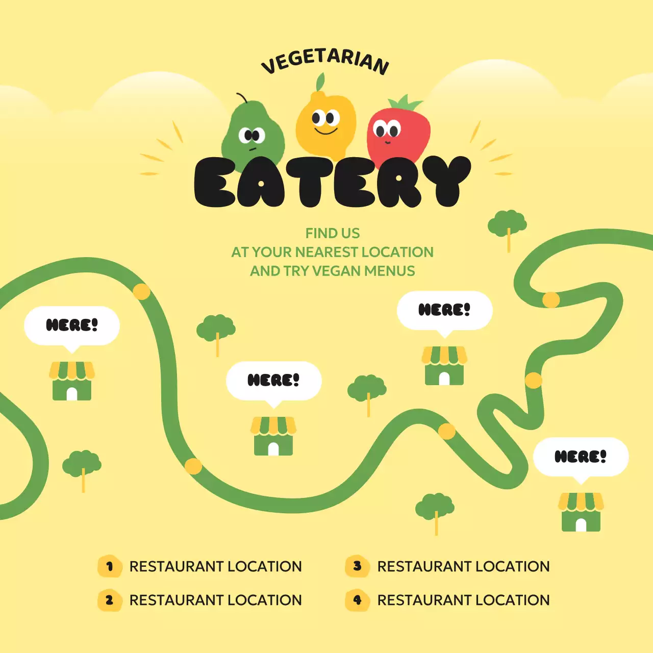 Yellow Trendy Vegetarian Promotion Social Media Post