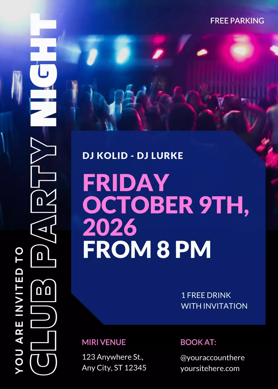 Blue Trendy Club Invitation Poster