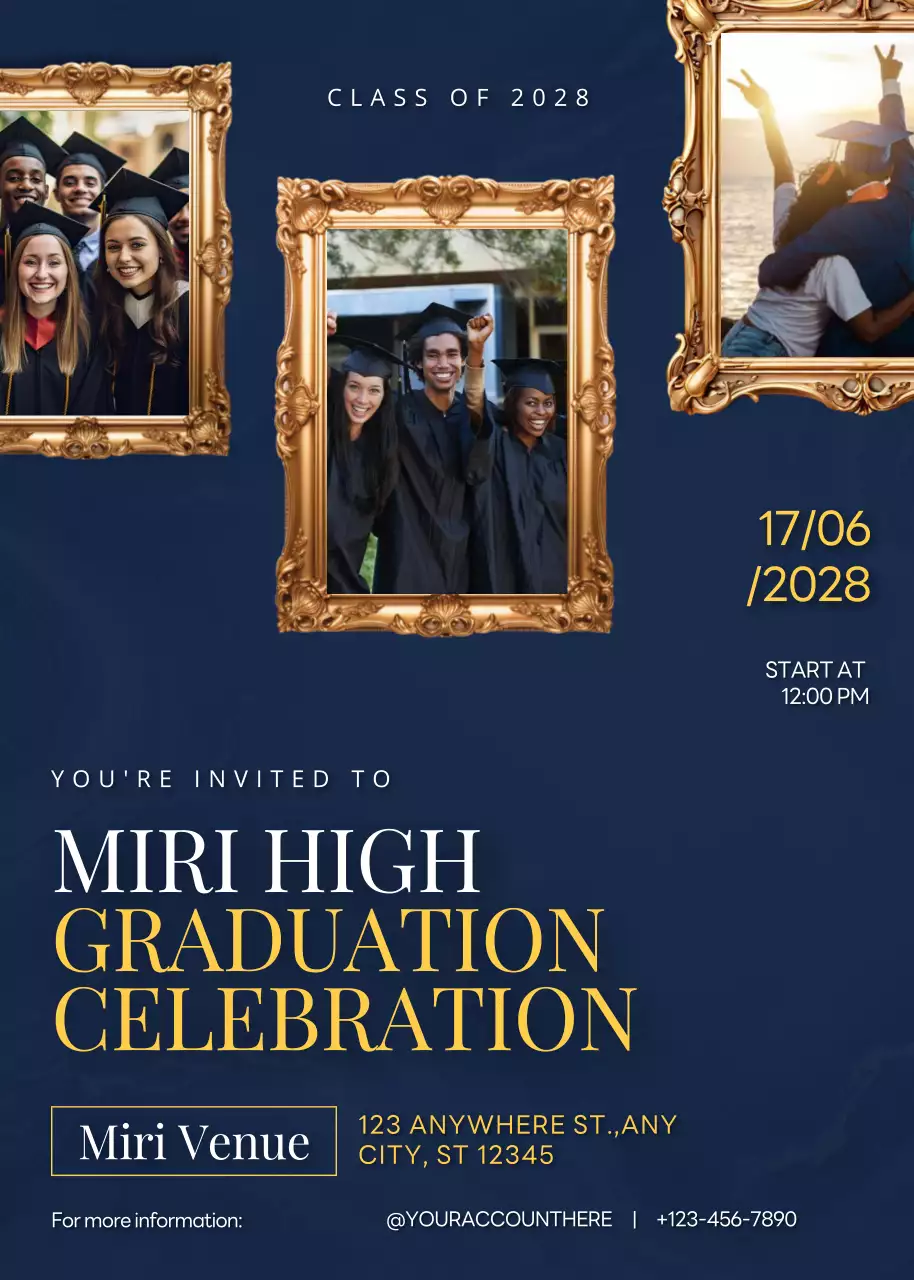 Navy Classic Graduation Invitation Poster