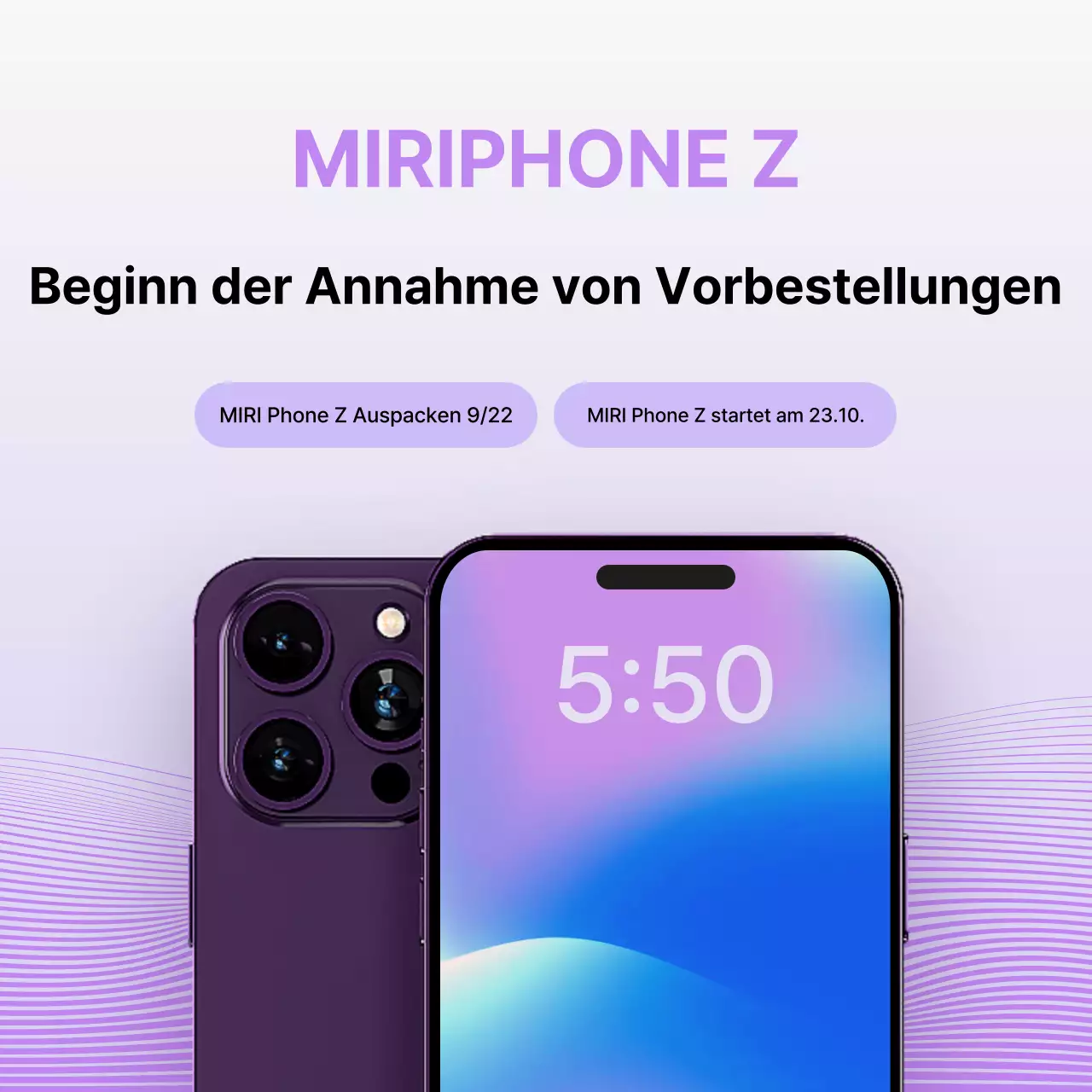 Lila, moderne Handy-Vorbuchungsaktion