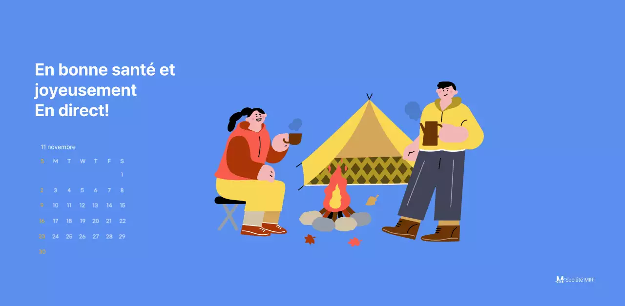 Calendrier de motivation avec des illustrations énergiques et des citations positives sur un fond bleu clair