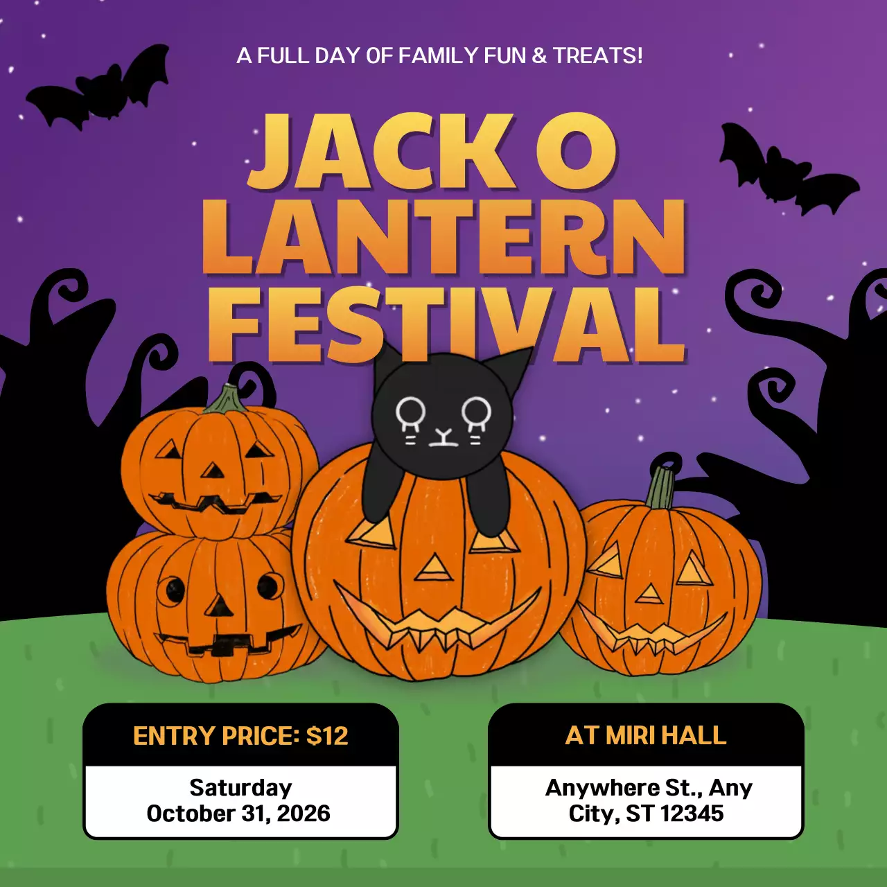 Purple Retro Halloween Event Social Media Post