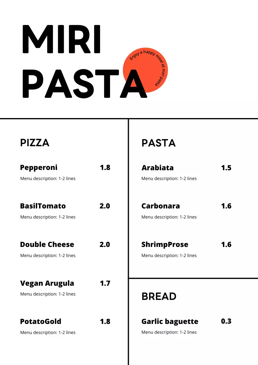 Black Minimal Restaurant Menu Poster