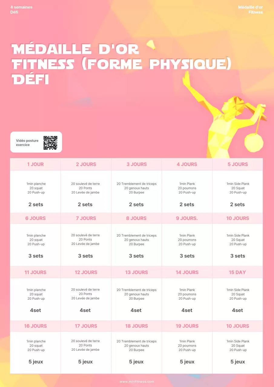 Planificateur d'entraînement moderne en rose et jaune