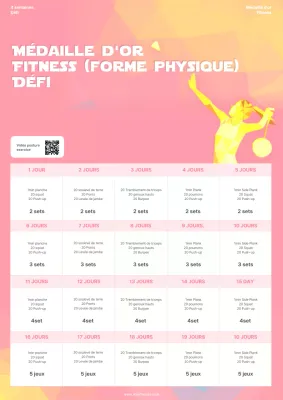 Planificateur d'entraînement moderne en rose et jaune