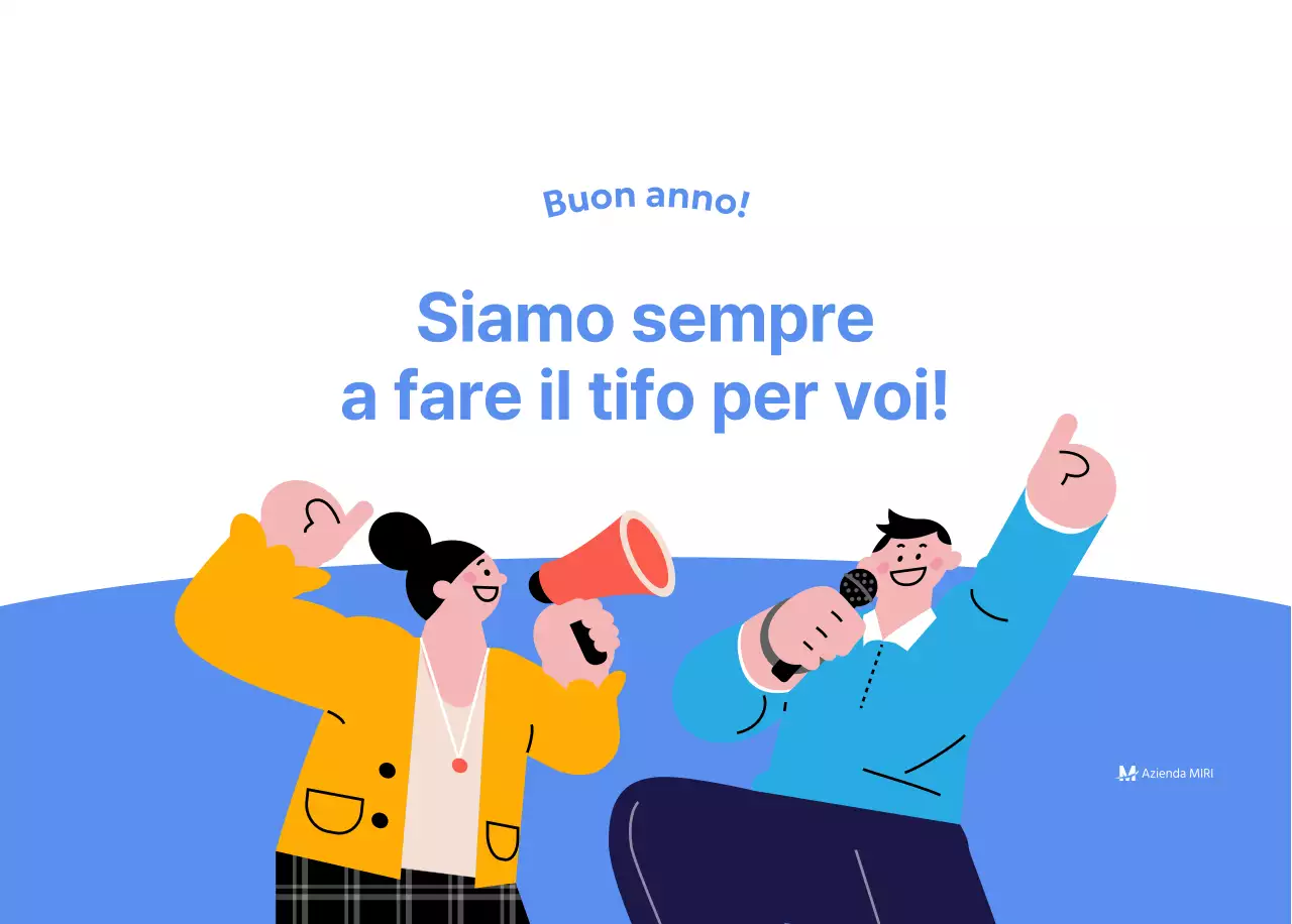 Calendario motivazionale con illustrazioni energetiche e citazioni positive su sfondo azzurro