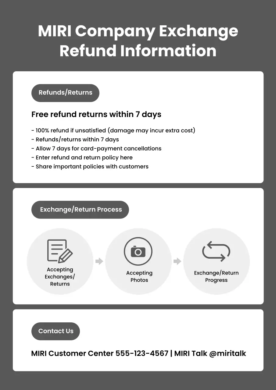 Grey Minimal Refund Policy Document Poster