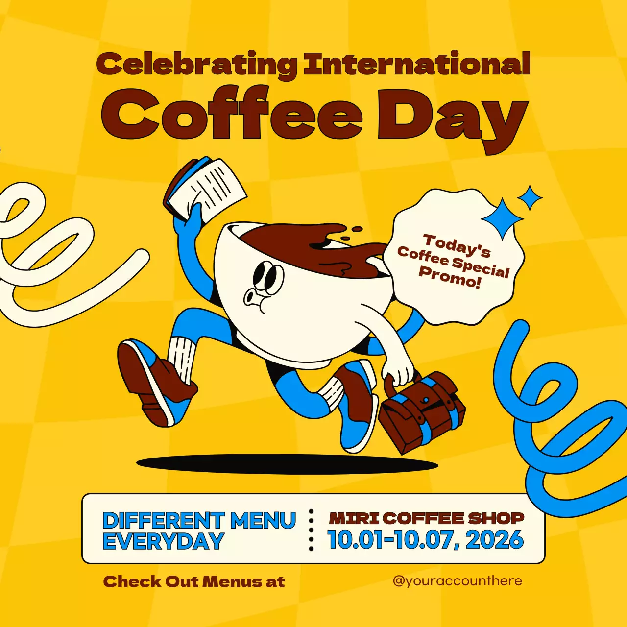 Yellow Comic Coffee Promotion Social Media Post