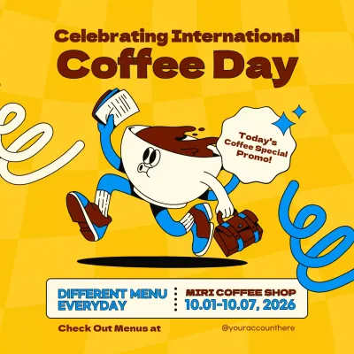 Yellow Comic Coffee Promotion Social Media Post