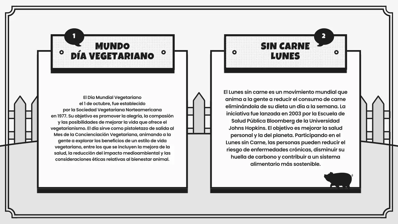Campaña retro del Reto del Día Mundial Vegano en gris y negro