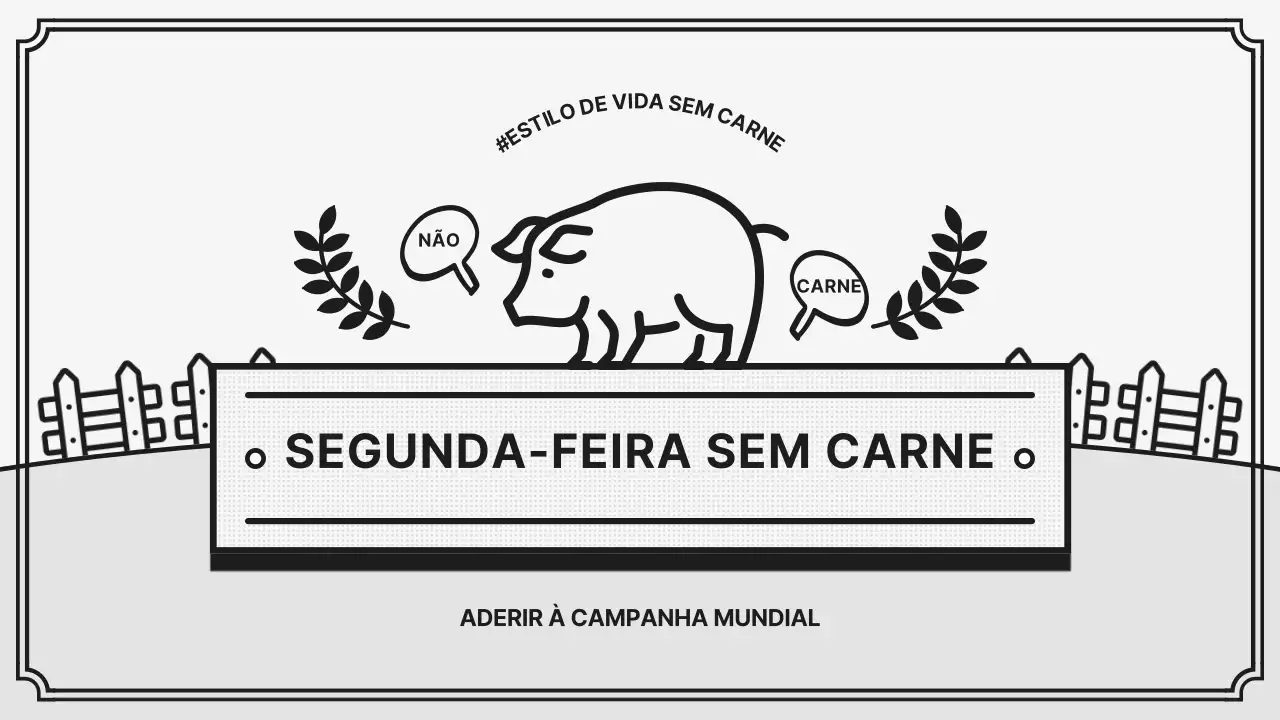 Campanha retro do Desafio do Dia Mundial Vegan em cinzento e preto