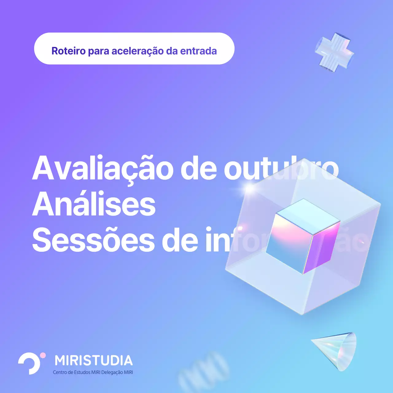 Promover o briefing de análise do teste simulado de inspiração cibernética em roxo e azul claro
