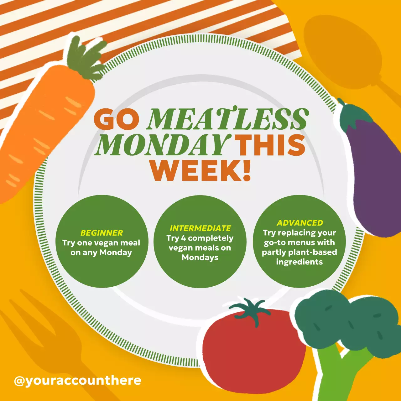 Orange Trendy Vegan Promotion Social Media Post