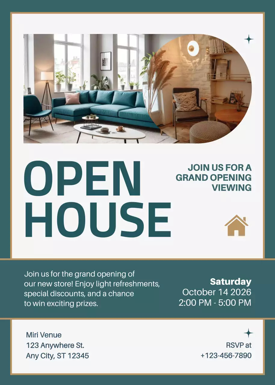 Poster Mời Ngày Hội Mở Cửa Hiện Đại Màu Xanh Ngọc