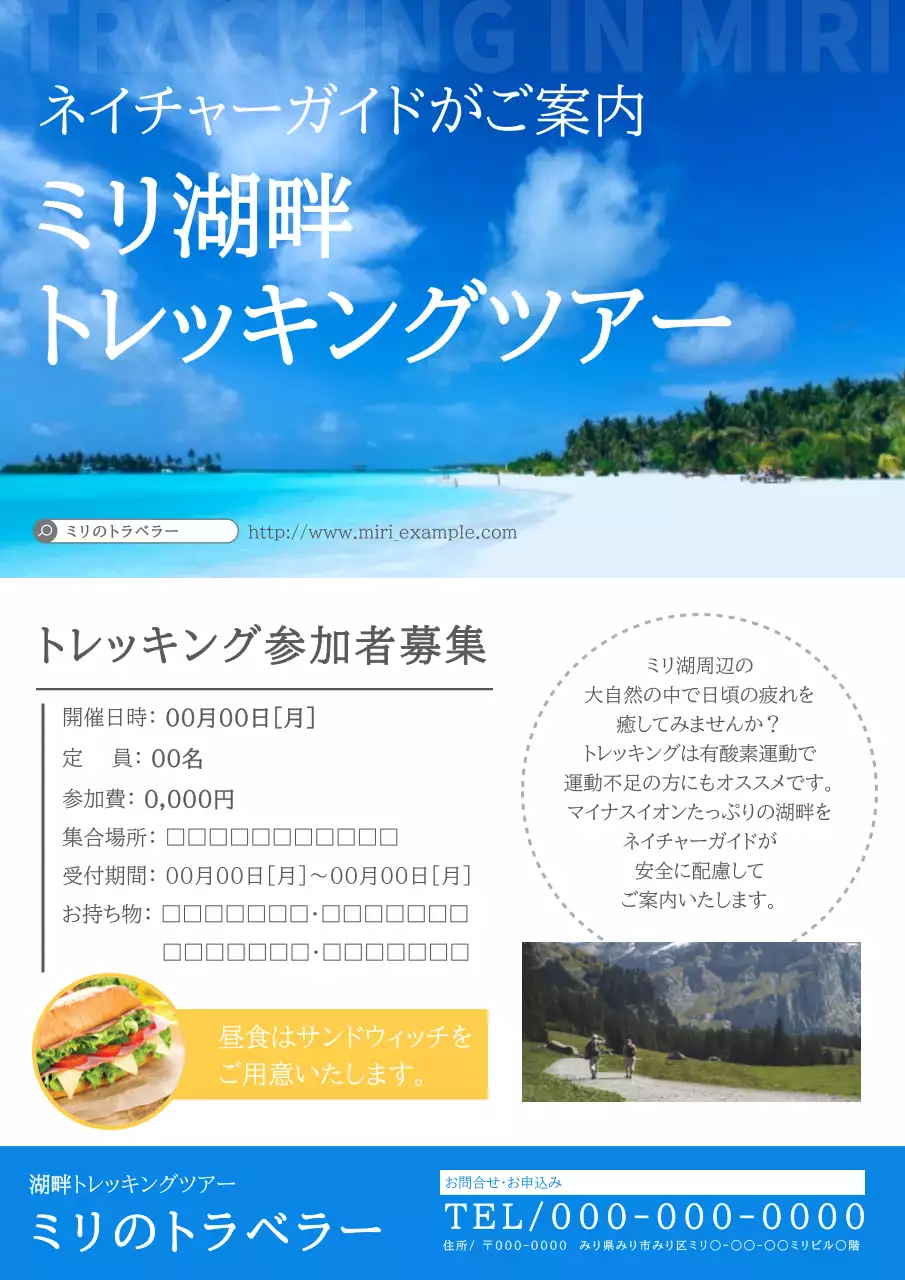 青 シンプル ツアー チラシ ポスター