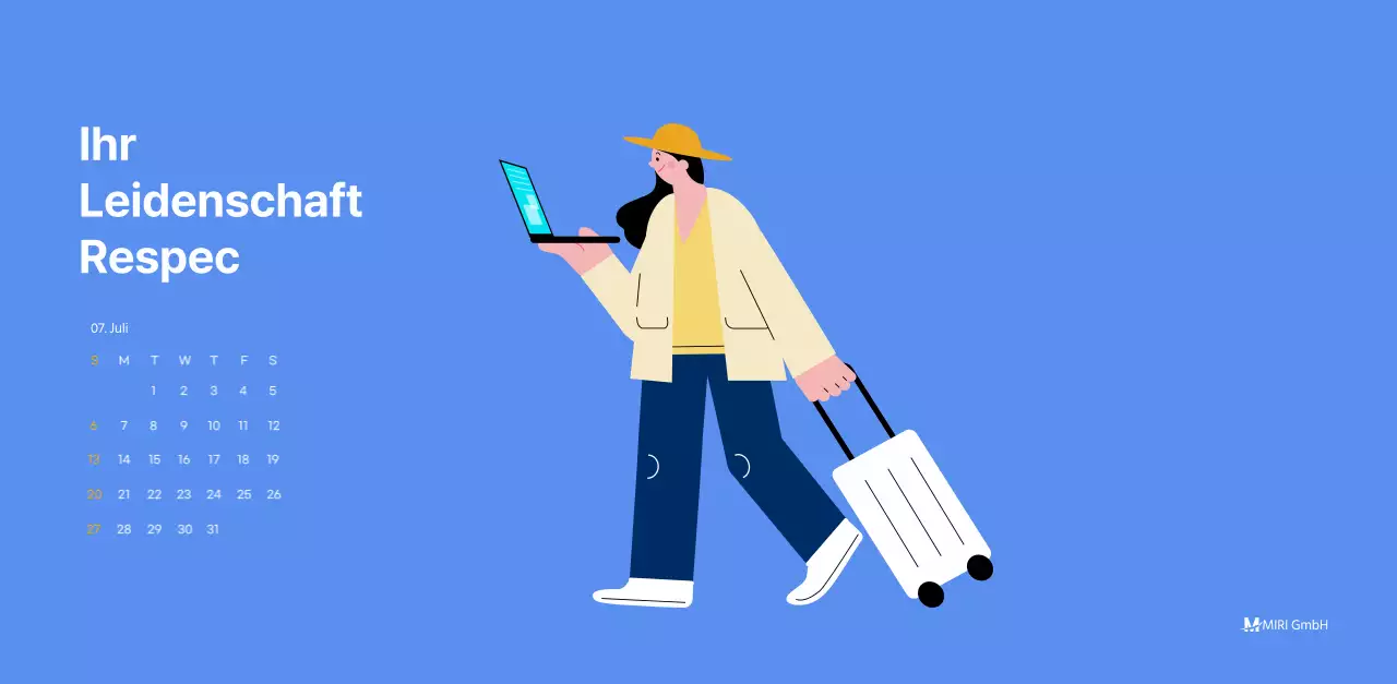 Motivationskalender mit energiegeladenen Illustrationen und positiven Zitaten auf hellblauem Hintergrund