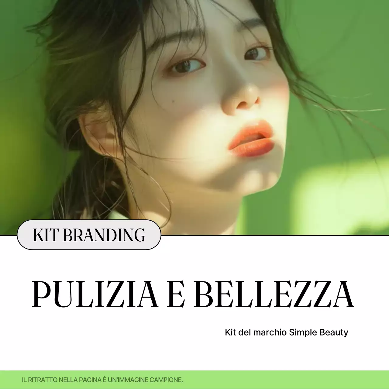 Promozione di un marchio di bellezza minimalista e pulito in bianco e chartreuse