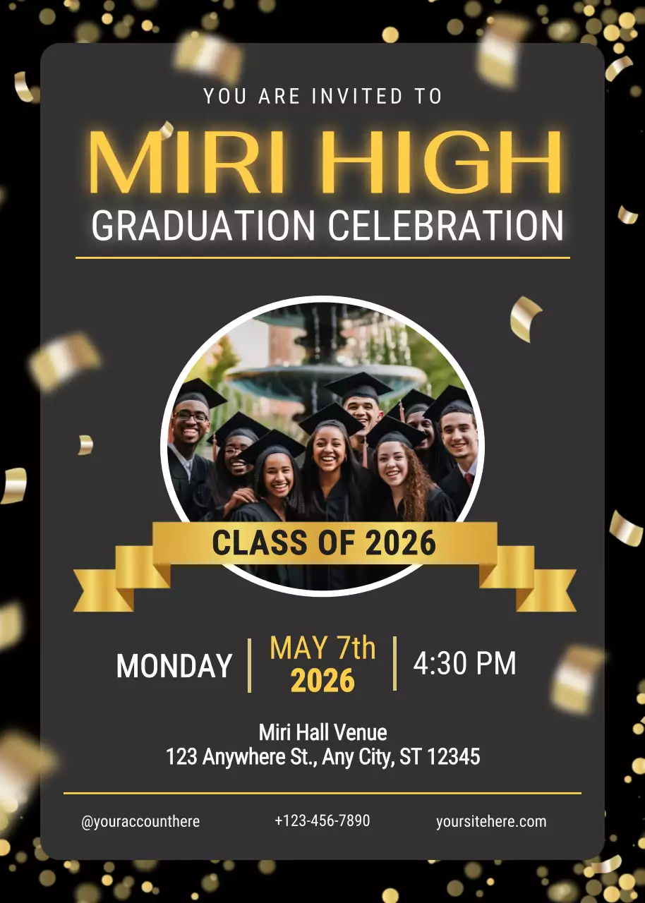 Poster mời tốt nghiệp màu đen thanh lịch