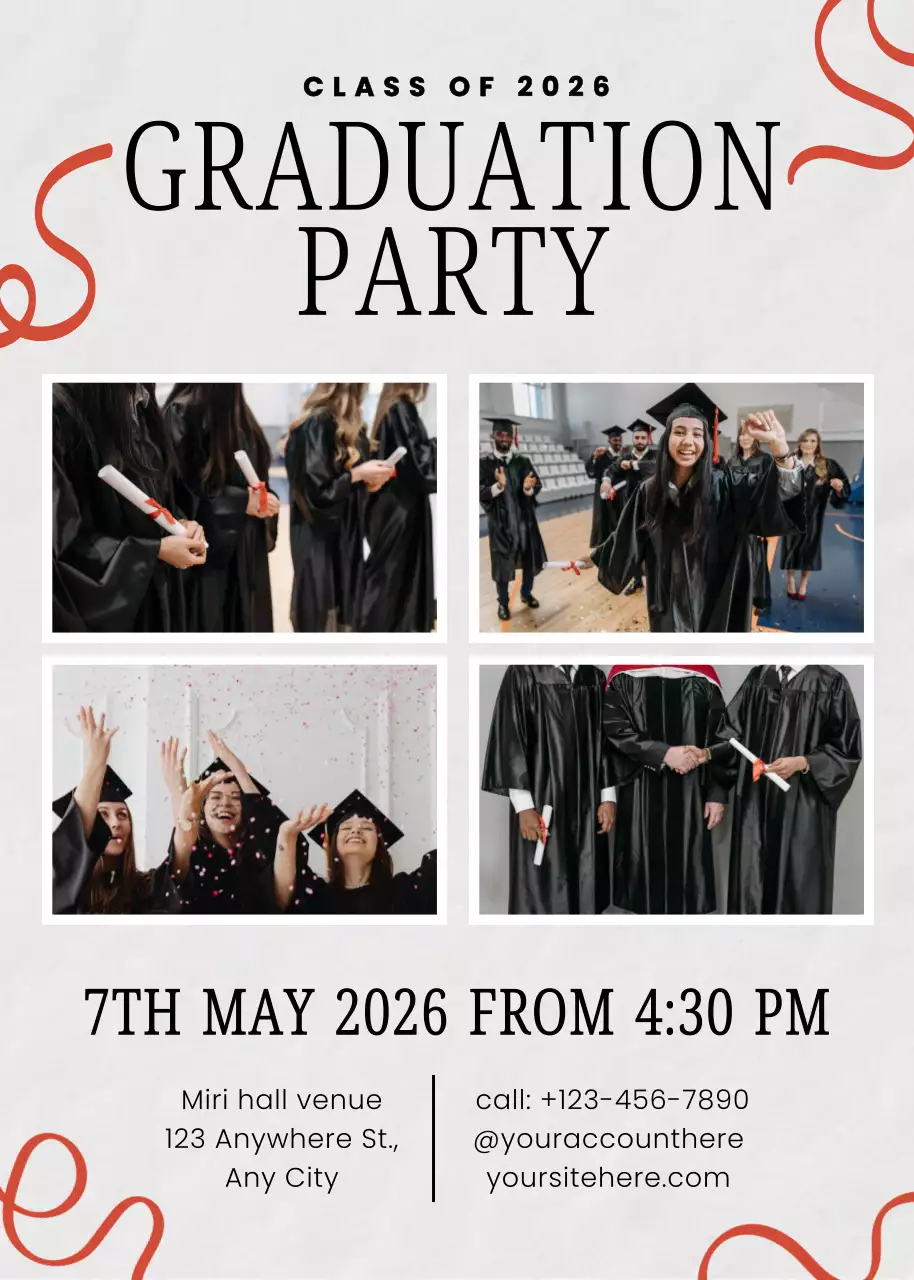 White Elegant Graduation Invitation Poster