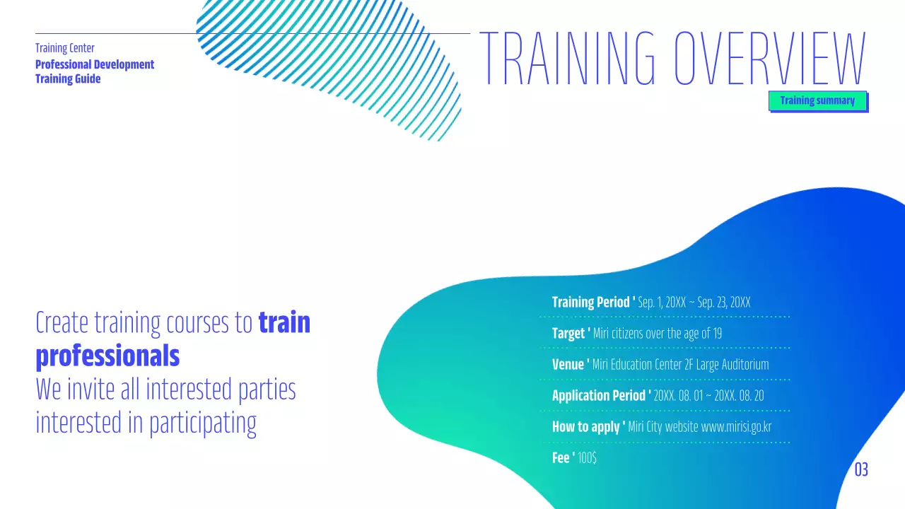 Blue Modern Job Training Guide Presentation