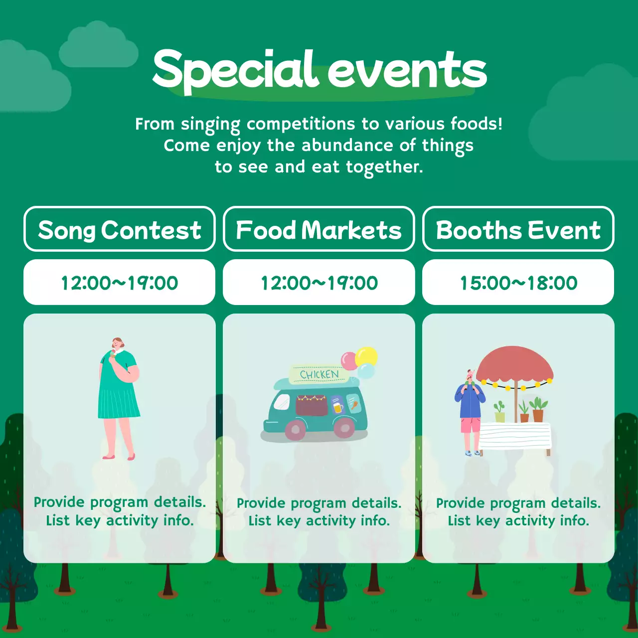 Green Retro Festival Announcement Instagram Carousel