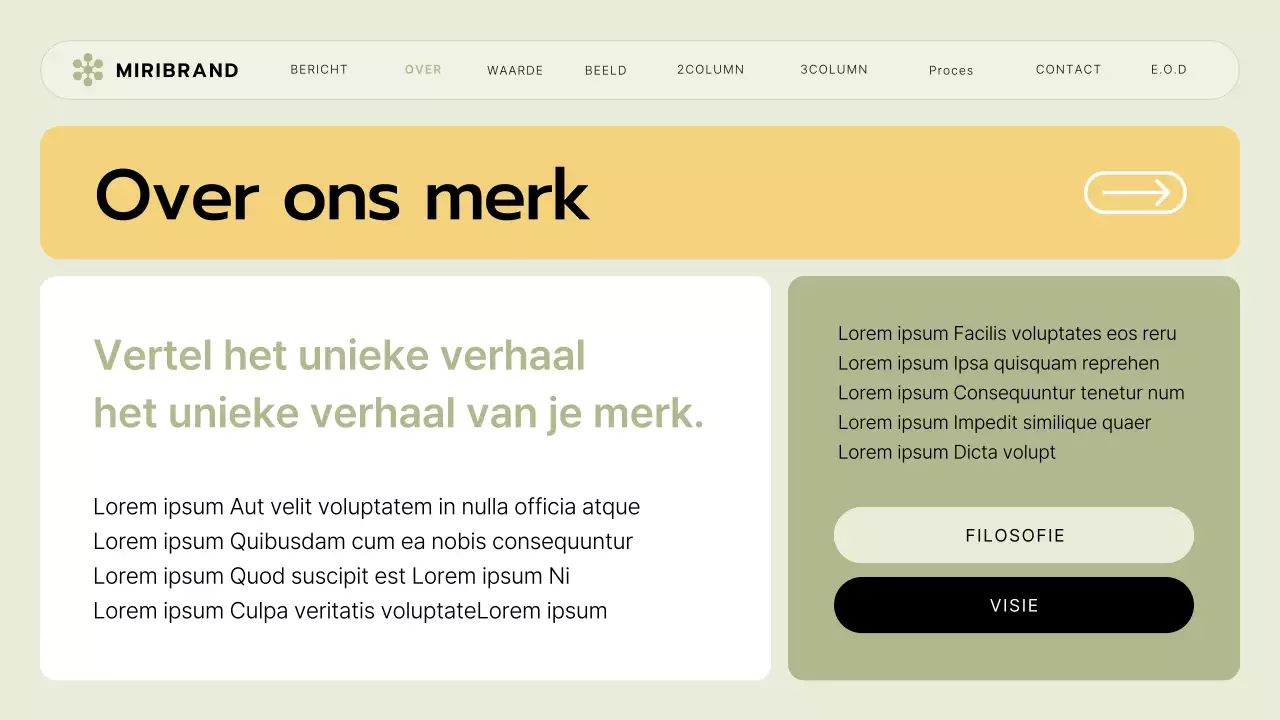 Een briefing voor een klein bedrijf met een limoengroene en gele UI-stijl