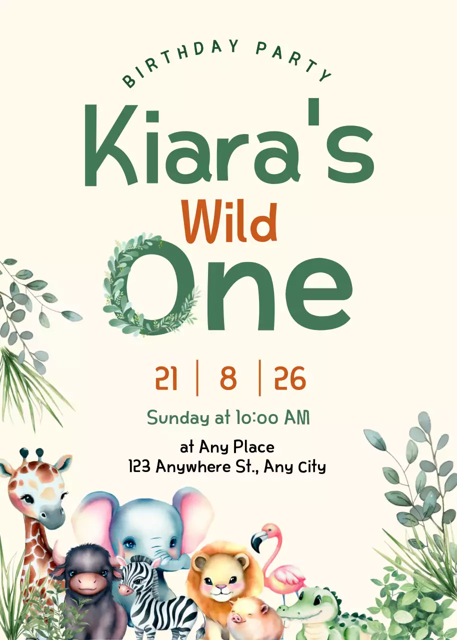 Undangan Pesta Ulang Tahun Lucu Hijau