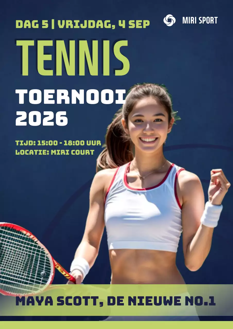 Blauwgroen Eenvoudig Tennistoernooi Flyer