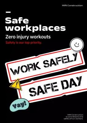Black Modern Safety Announcement Poster