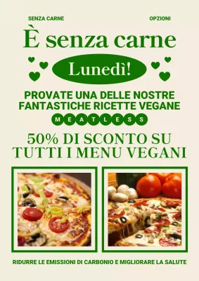 Promuovere un menu vegetariano kitsch in beige e verde