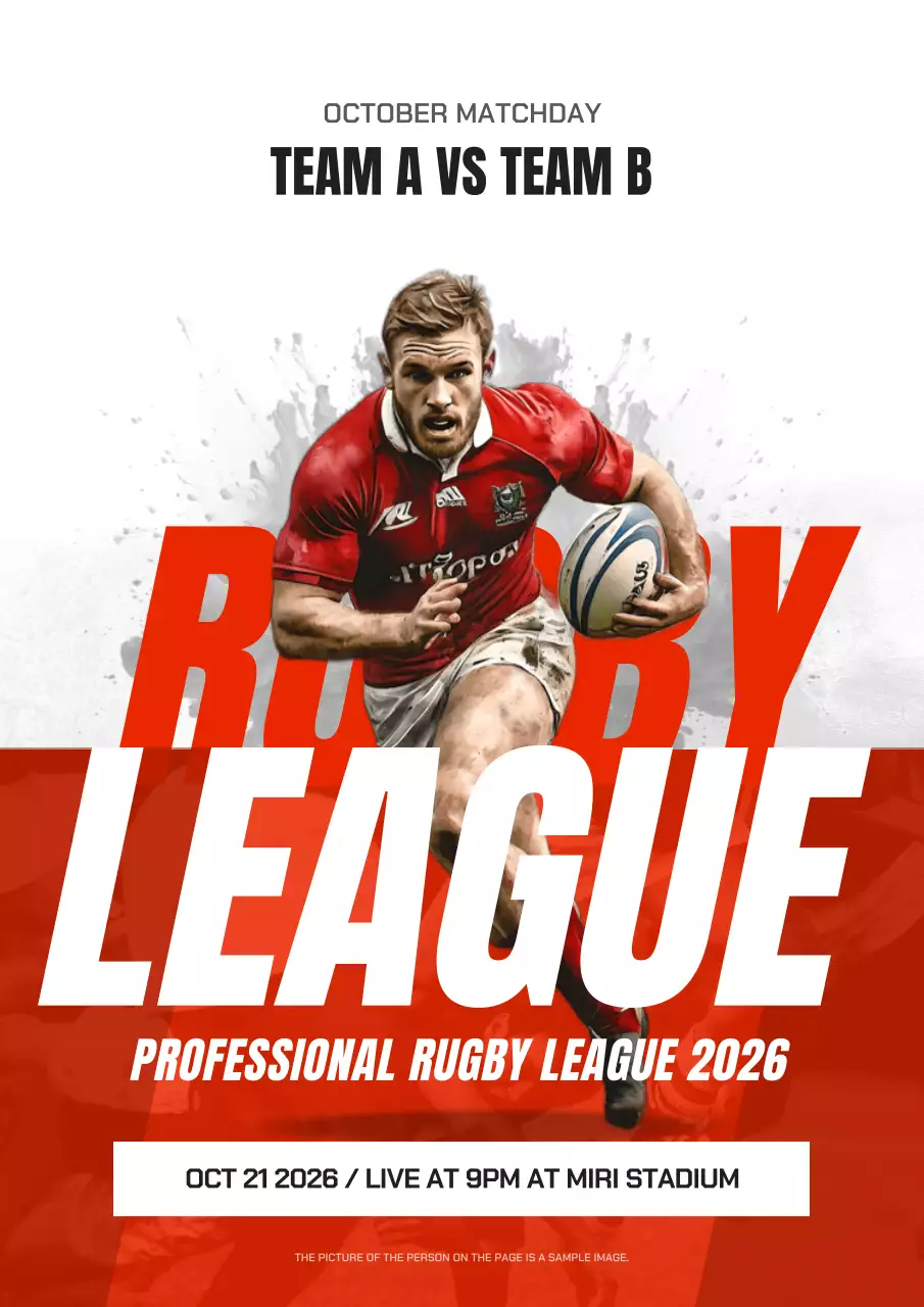 Red Bold Rugby Event Poster