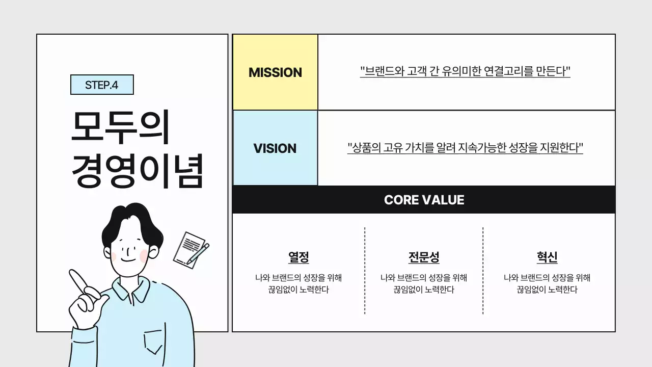 회색과 노랑의 심플한 기업 컬쳐북 안내서