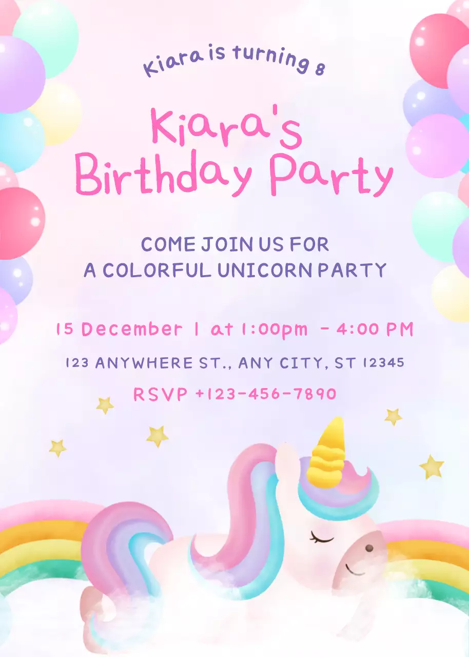 Undangan Pesta Ulang Tahun Lucu Merah Muda