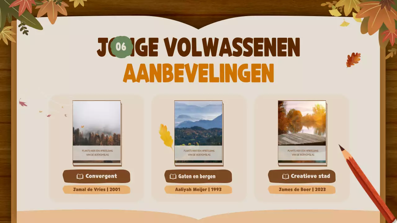 Bruin en beige Natuurlijk herfstboek Uitgeverij Boekaanbevelingen