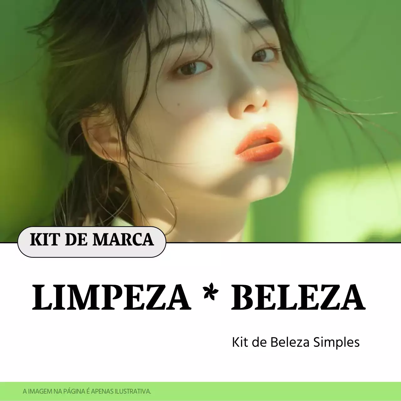 Promoção de uma marca de beleza minimalista e limpa em tons de chartreuse e branco