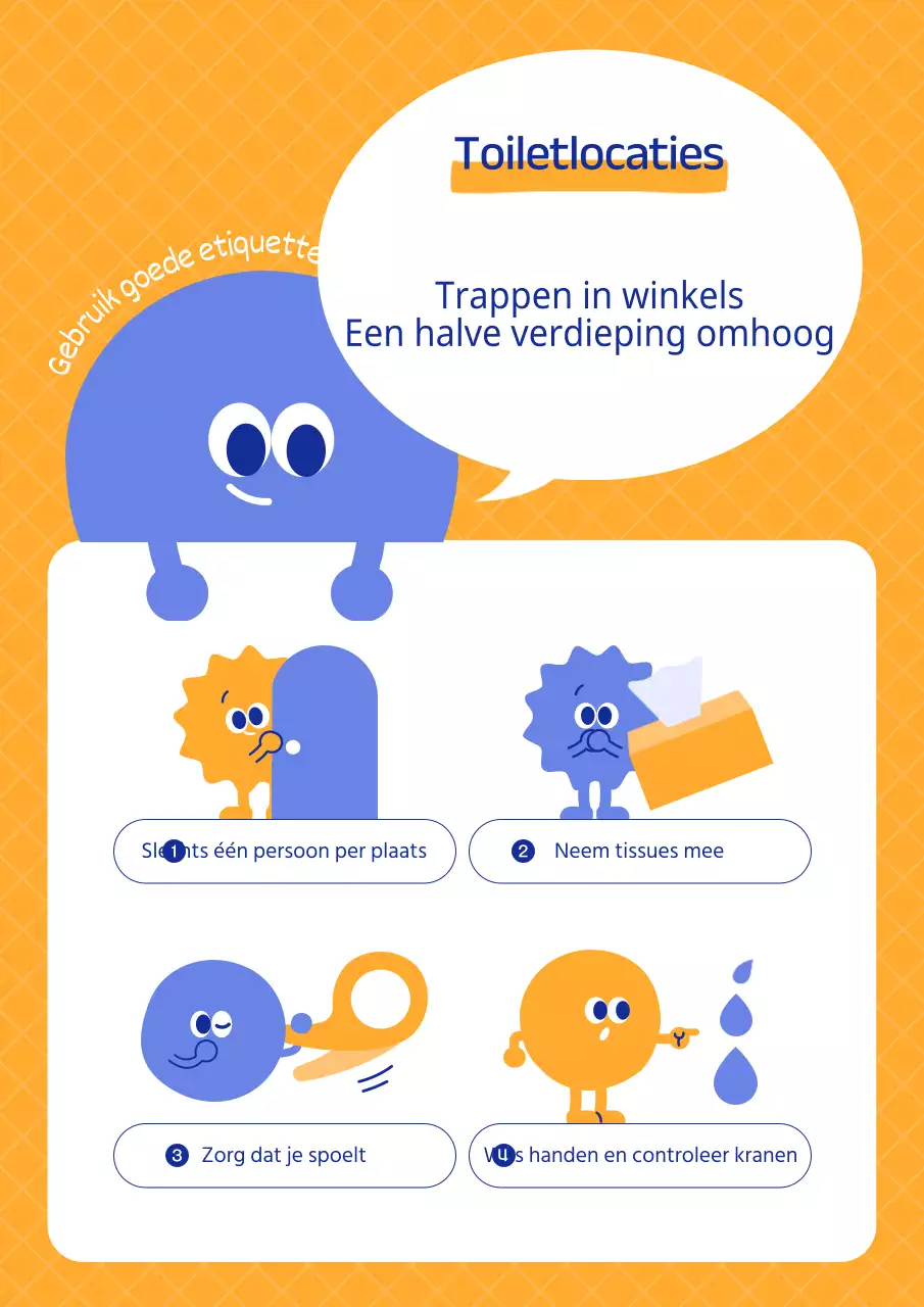 Gele en blauwe herinneringen om naar het toilet te gaan