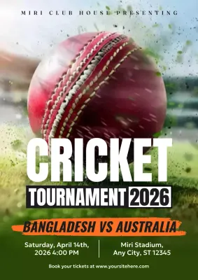 Green Modern Cricket Promotion Poster