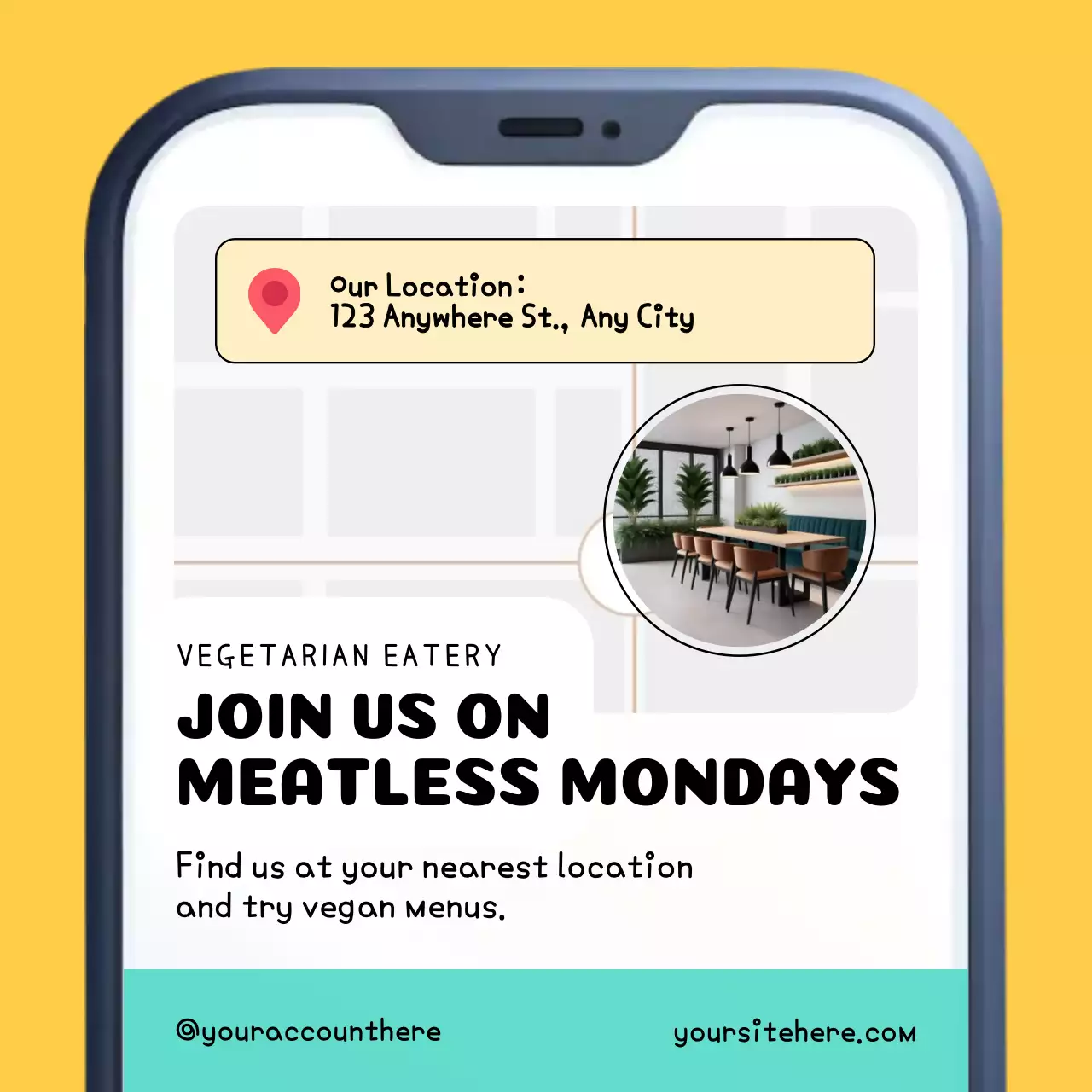 Yellow Modern Vegetarian Promotion Social Media Post