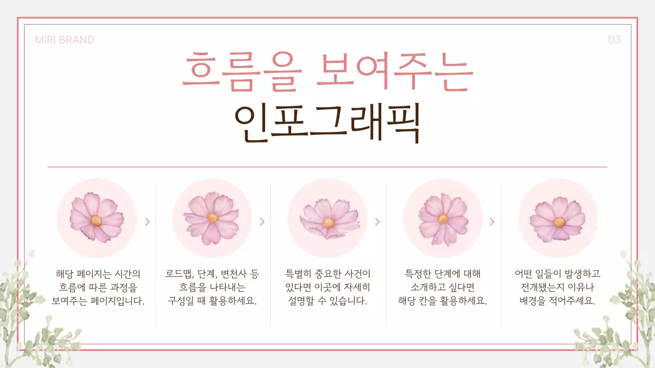 핑크와 회색의 깔끔한 가을 코스모스 프레젠테이션 게시글
