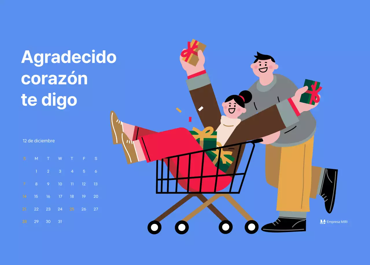 Calendario motivacional con ilustraciones llenas de energía y citas positivas sobre fondo azul claro