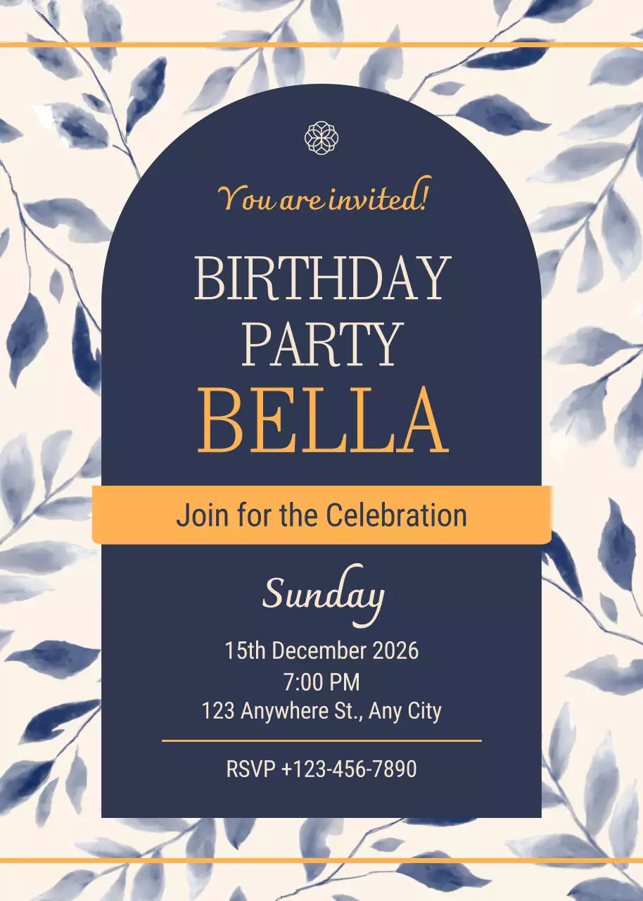 Lời mời dự tiệc sinh nhật tối giản của Navy