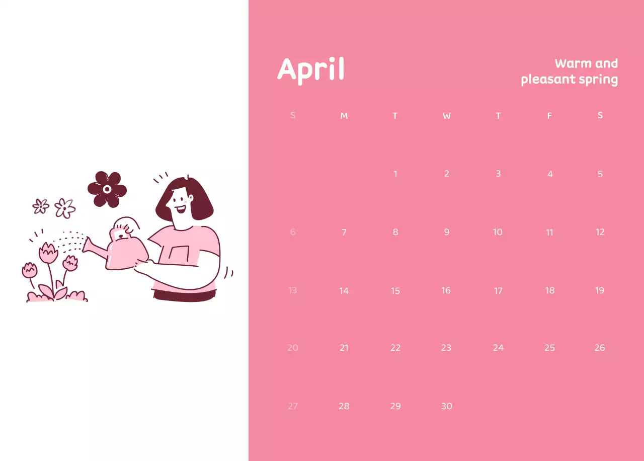 Kalender dengan ilustrasi penuh warna dan emosional